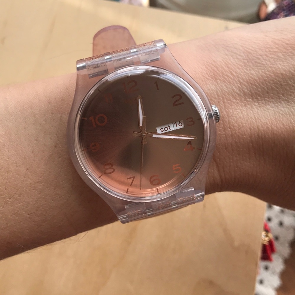 Swatch Watch SUOK703 Pink Glistar Unisex Rose Gold